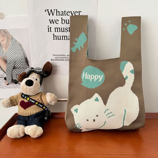 Bag Knit Tote Cat