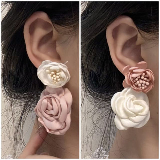 Fabric Earring Floral Drop
