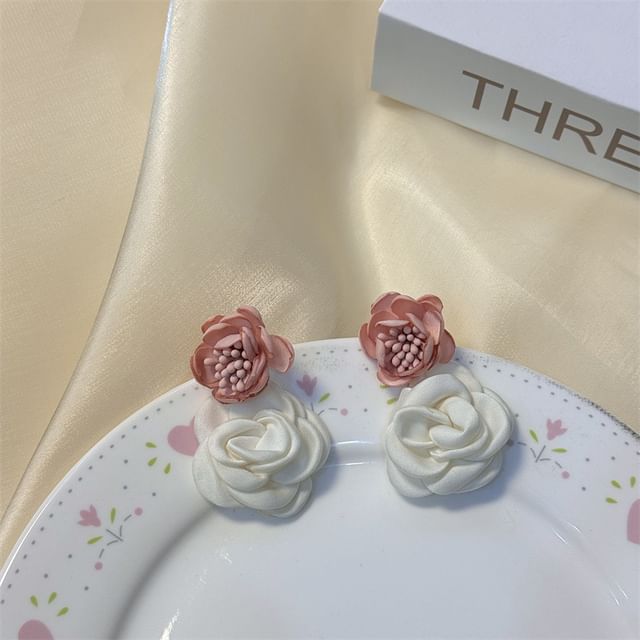 Fabric Earring Floral Drop