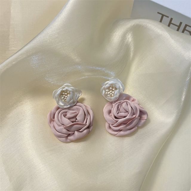 Fabric Earring Floral Drop