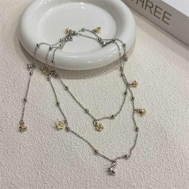 / Floral Choker Pendant Alloy Heart