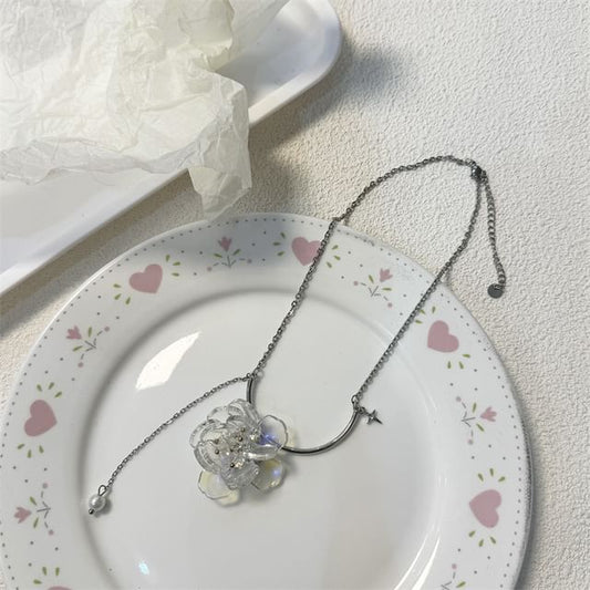 Pendant Floral Resin Choker Alloy