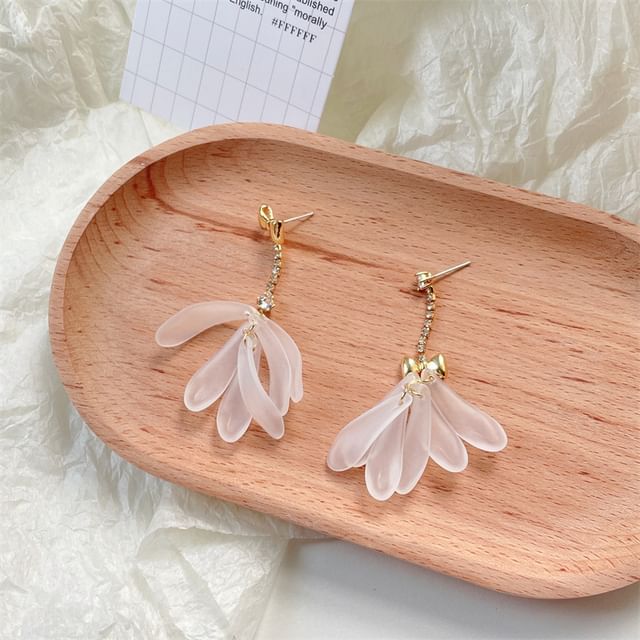 Rhinestone Floral Earring Dangle Asymmetrical