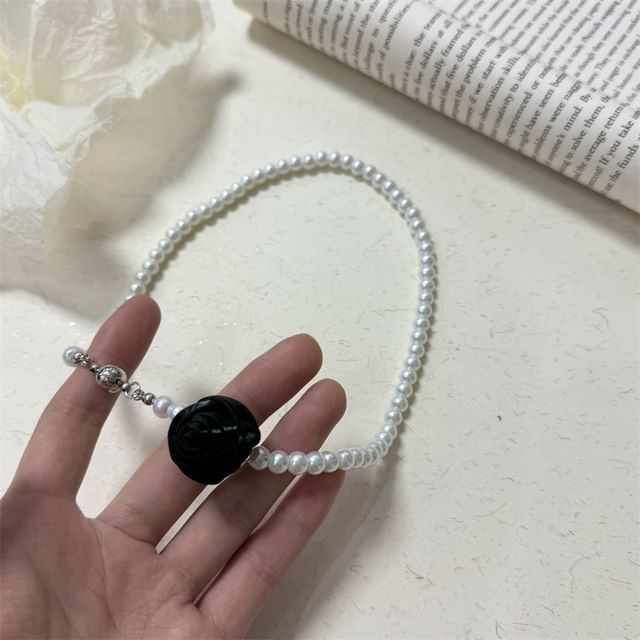 Necklace Floral Faux Pearl