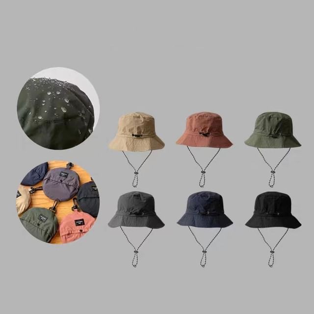 Drawstring Bucket Hat Plain
