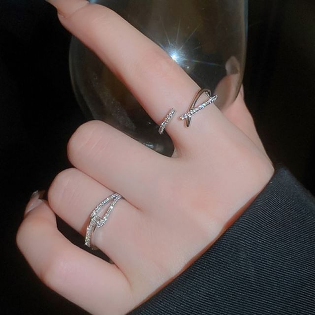 Designs) Ring Rhinestone Open (Various Alloy