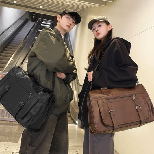 Carryall Bag Plain Leather Faux