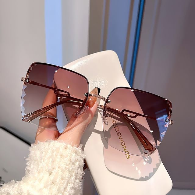Cut Frame Diamond Half Square Sunglasses