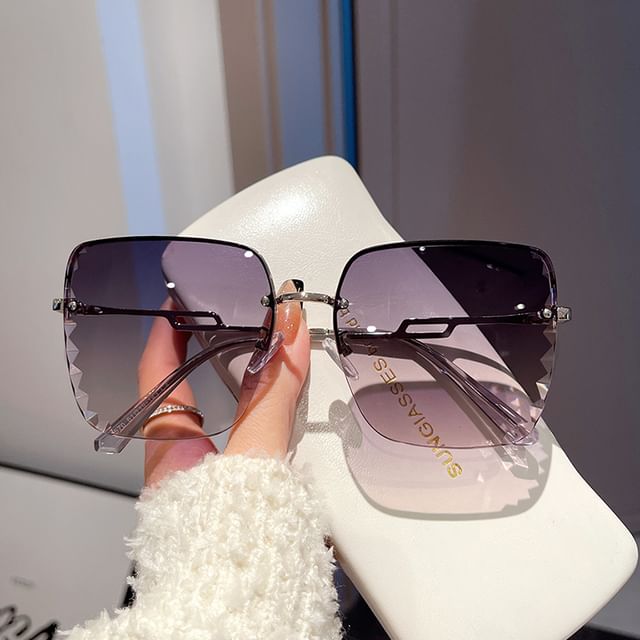 Cut Frame Diamond Half Square Sunglasses