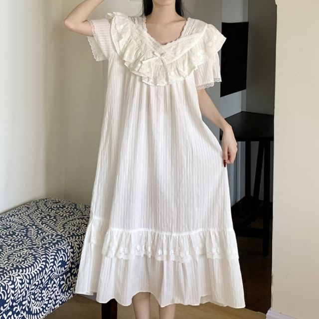 Lace-Trim Pajama Set
