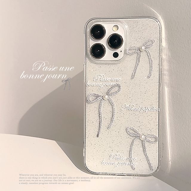 Case Bow Faux Pearl Phone