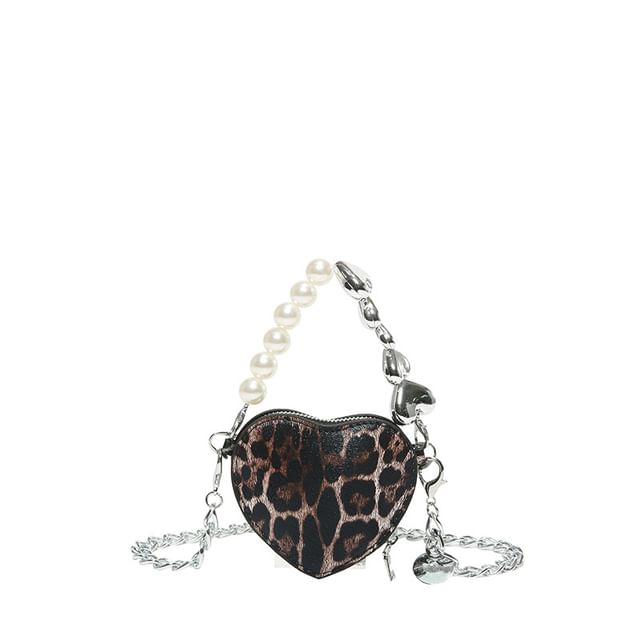 Leopard Heart Print Crossbody Bag