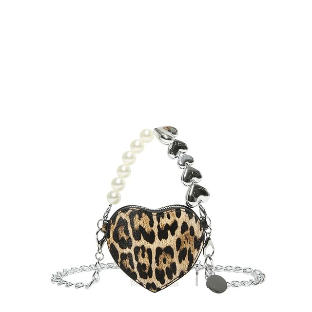 Leopard Heart Print Crossbody Bag