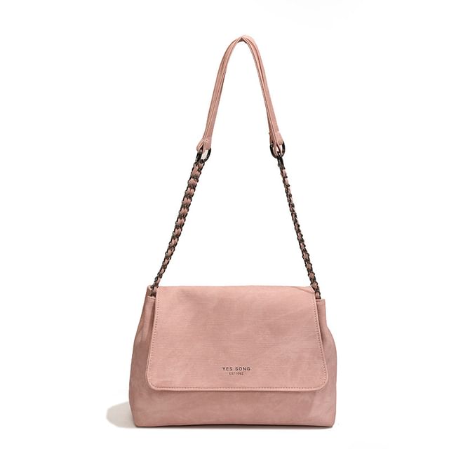 Bag Lettering Faux Leather Tote Chain Strap Flap