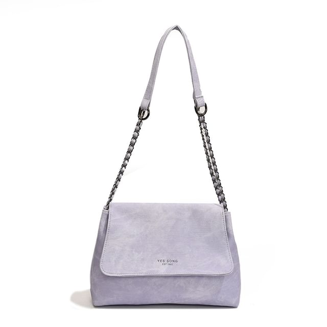 Bag Lettering Faux Leather Tote Chain Strap Flap