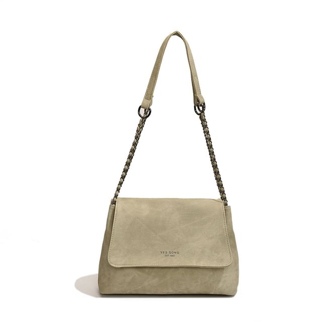 Bag Lettering Faux Leather Tote Chain Strap Flap