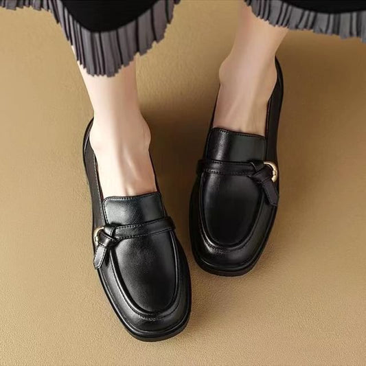 Leather Faux Plain Loafers