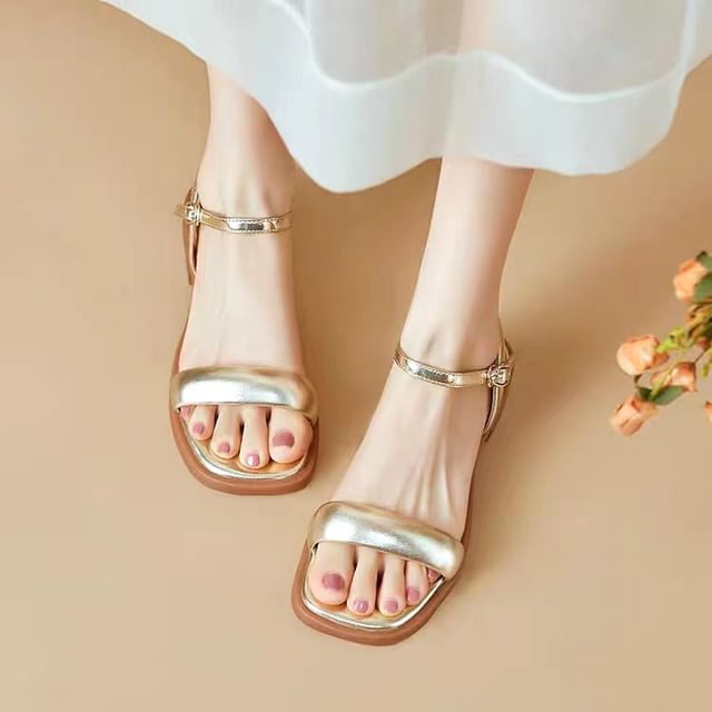 Leather Faux Sandals Metallic