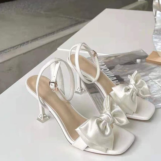 High Sandals Bow Accent Heel