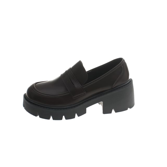 Platform Leather Faux Loafers