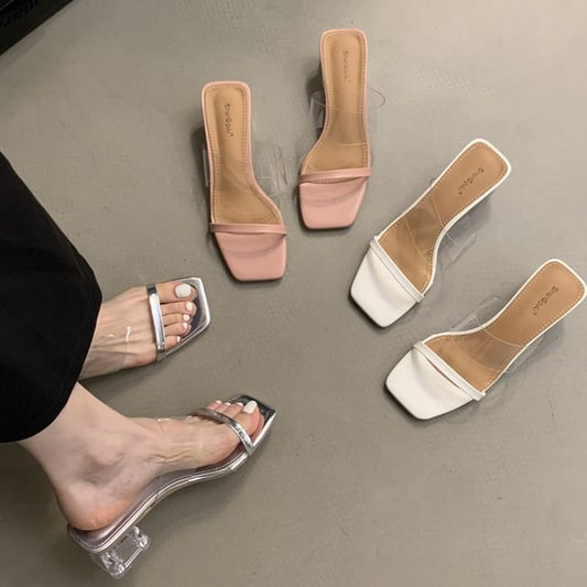 Block Heel Slide Sandals