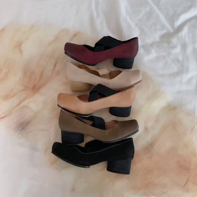 Designs) Block (Various Genuine Pumps Leather Heel