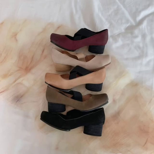 Designs) Block (Various Genuine Pumps Leather Heel