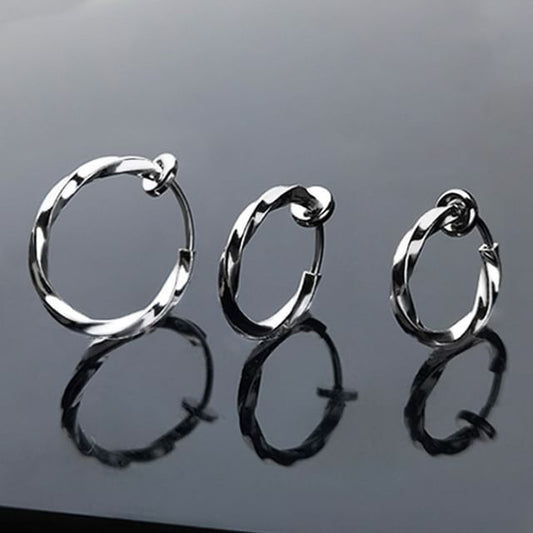 Twisted Stainless Steel Hoop Earring (Various Designs)