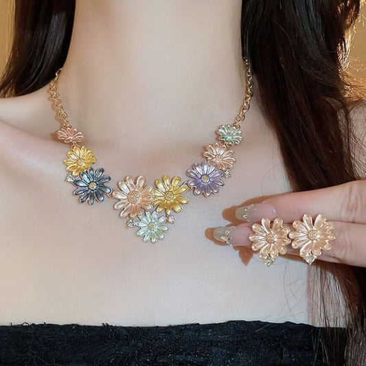 Earring Alloy / Stud Choker Rhinestone Floral