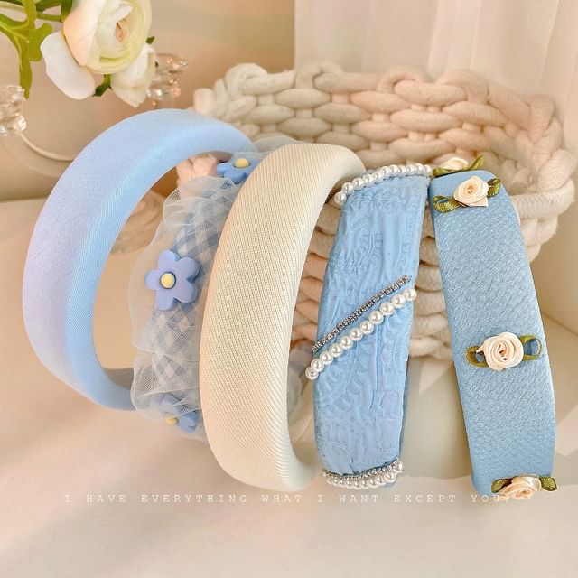 Pearl Faux Hair Band (Various Designs) Flower