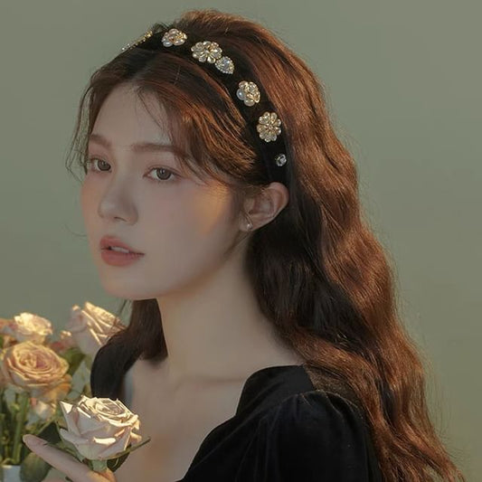 Gemstones Rhinestone Hair Flower Band