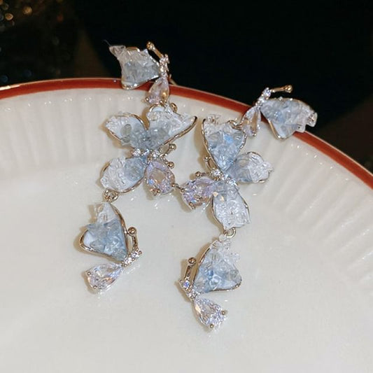 / Alloy Crystal Earring Pearl Designs) Butterfly Faux (Various