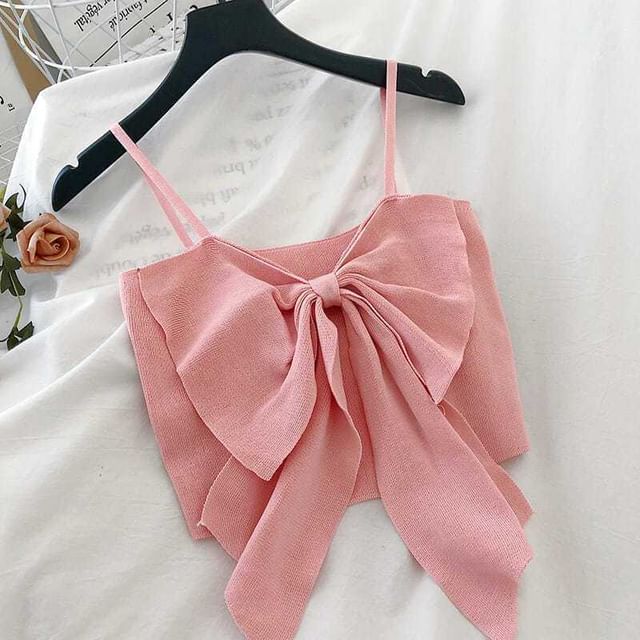 Camisole Cropped Top Plain Bow