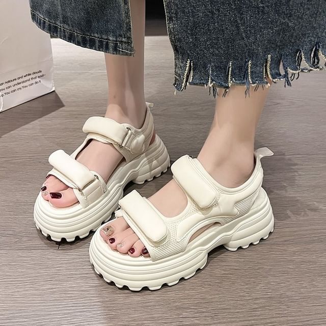 Mesh Panel Sandals Platform