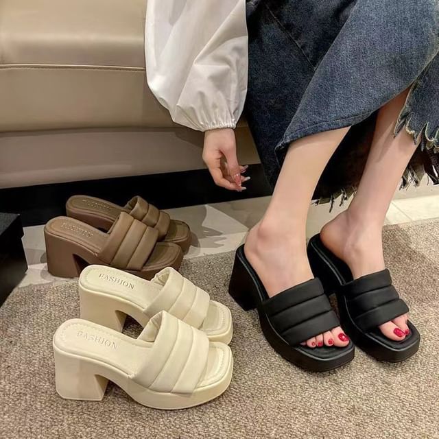Sandals Slide Heel Block