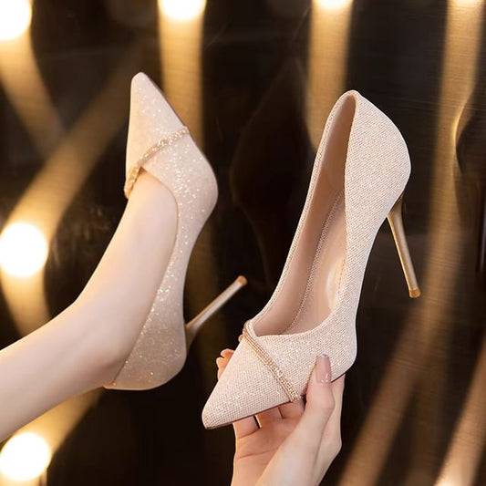 Pumps High Heel Pointy Glitter