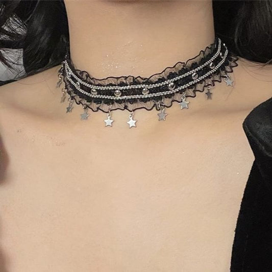 Star Lace Fringed Choker