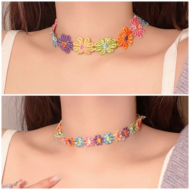 Floral Embroidered Choker