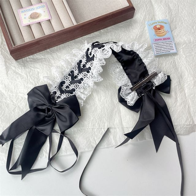 Cat Ear Fluffy Hair Clip / Bow Lace Headband