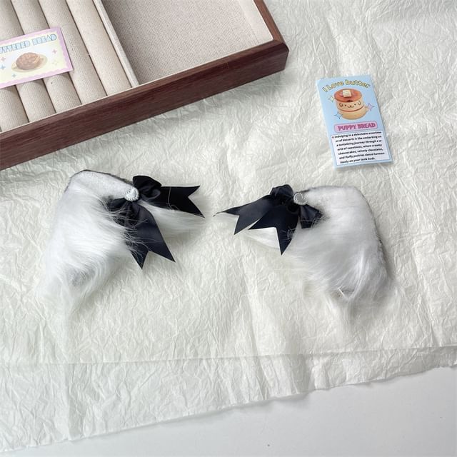 Cat Ear Fluffy Hair Clip / Bow Lace Headband