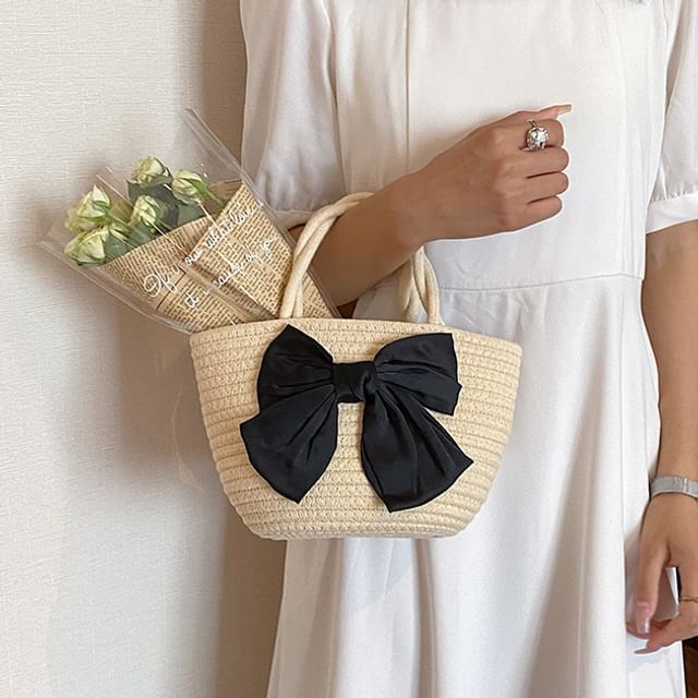 Tote Bow Woven Bag