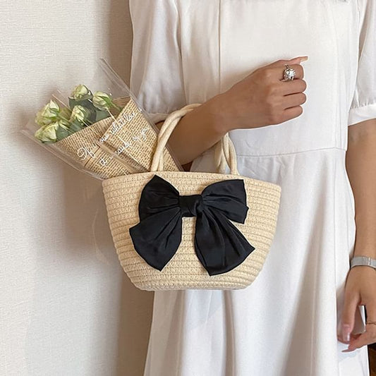 Tote Bow Woven Bag