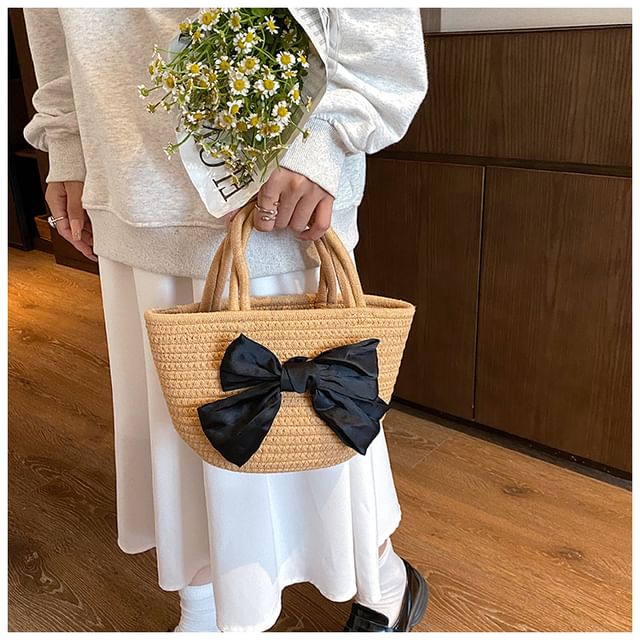 Tote Bow Woven Bag