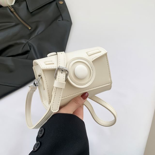 Crossbody Camera Faux Flap Leather Bag