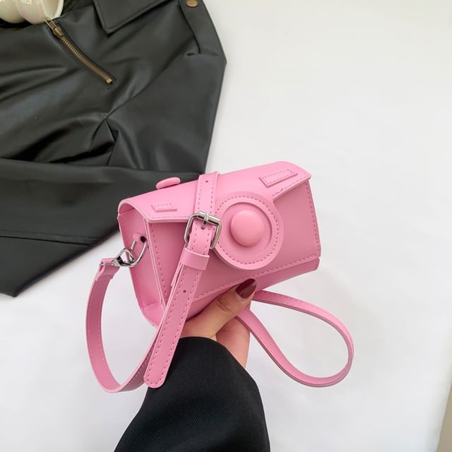 Crossbody Camera Faux Flap Leather Bag