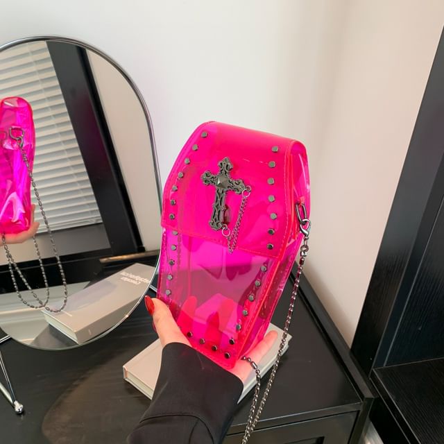 PVC Chained Studded Bag Crisscross Crossbody