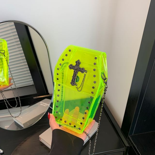 PVC Chained Studded Bag Crisscross Crossbody