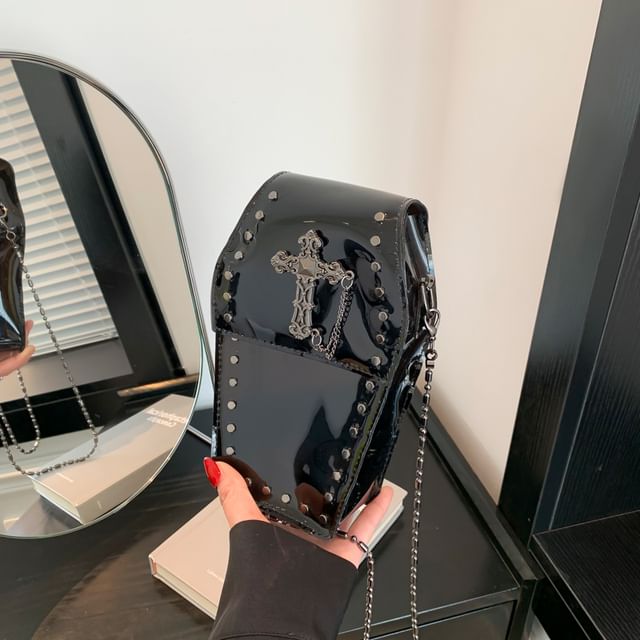 PVC Chained Studded Bag Crisscross Crossbody