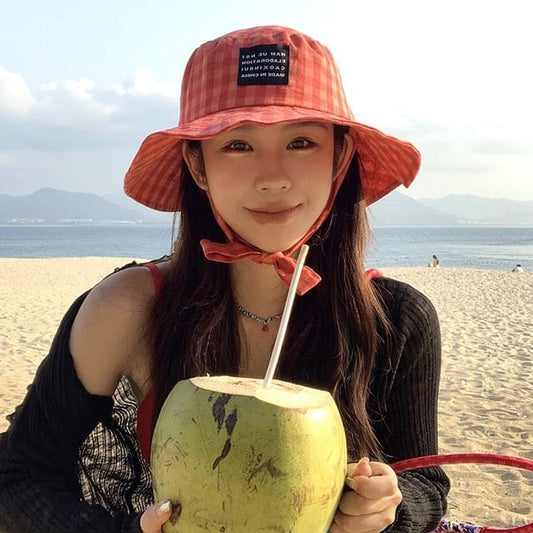 Applique Gingham Hat Bucket