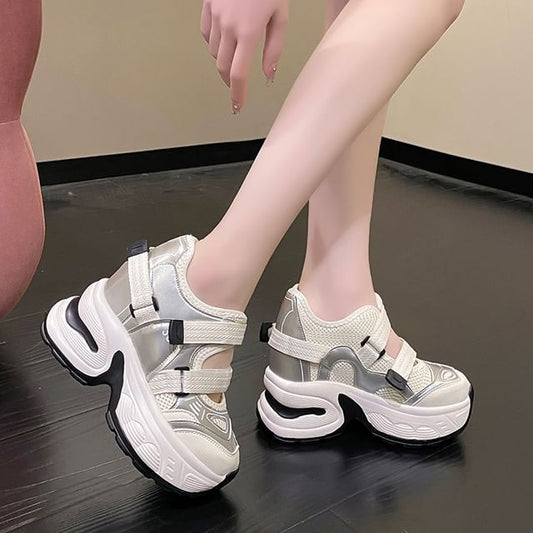 Cutout Sneakers Wedge Platform Hidden Panel Mesh